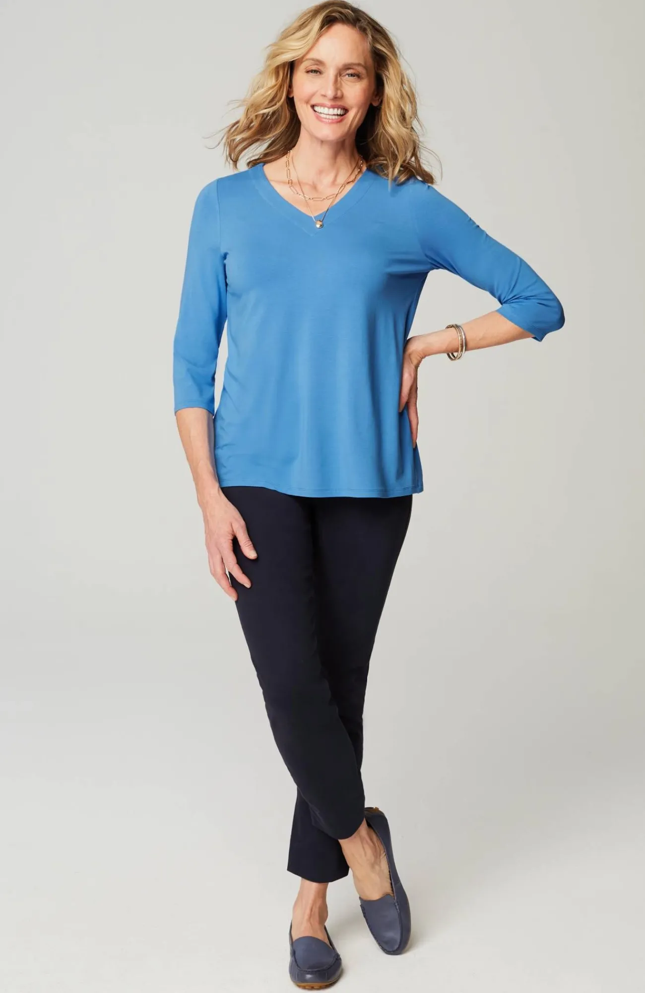 J.Jill Wearever V-Neck Ballet-Sleeve Top Hot
