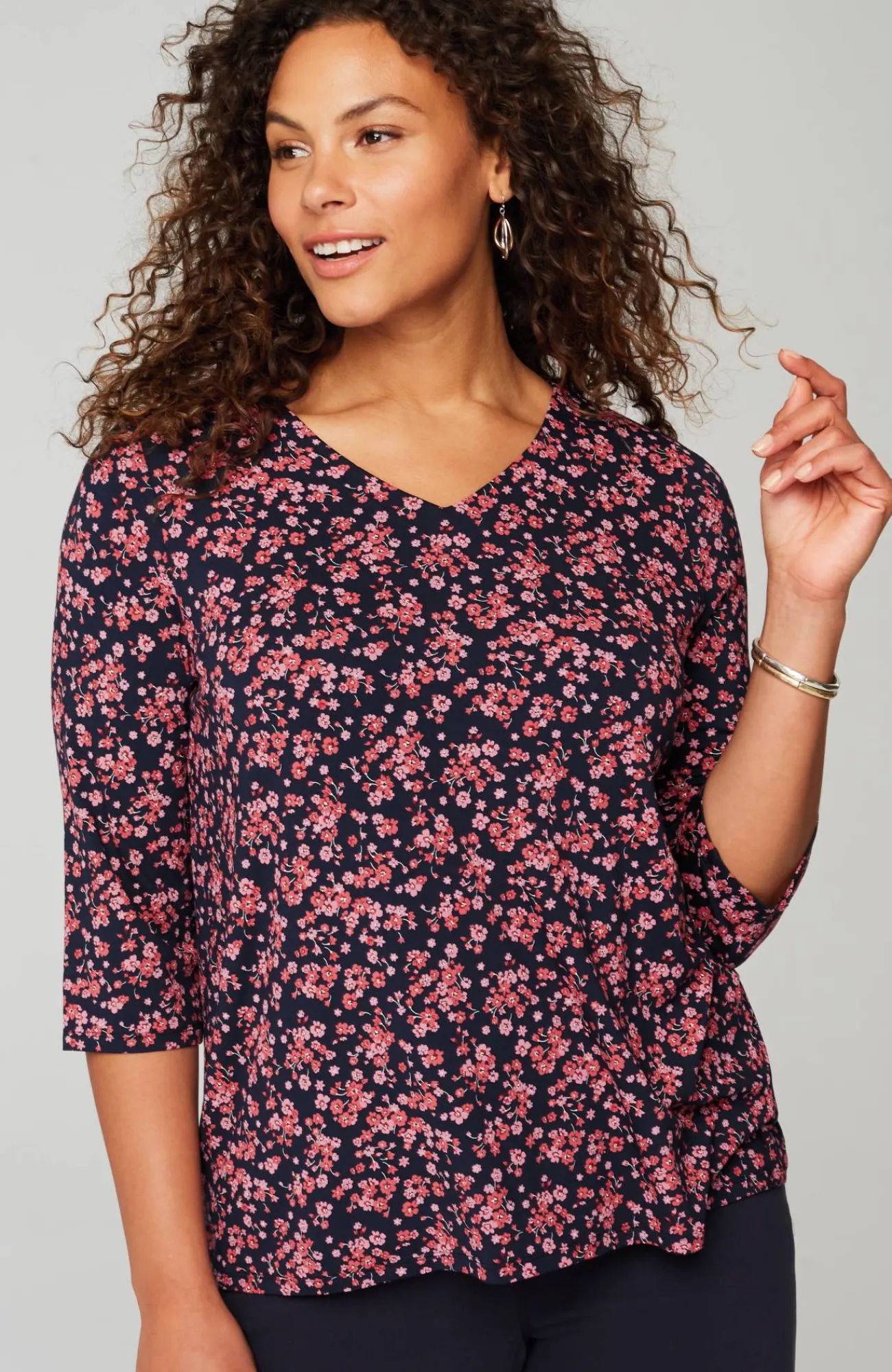 J.Jill Wearever V-Neck Ballet-Sleeve Top Hot