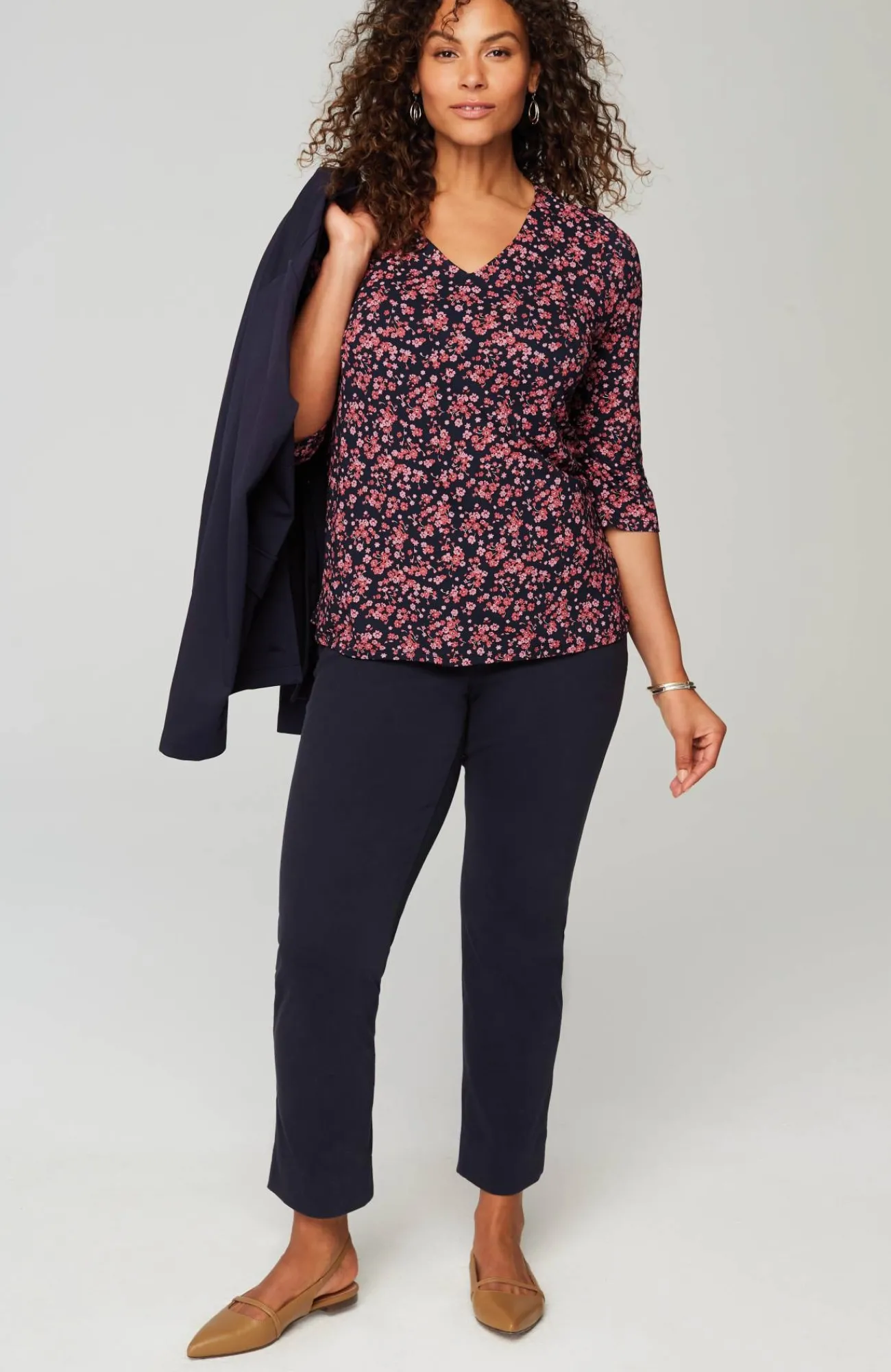 J.Jill Wearever V-Neck Ballet-Sleeve Top Hot