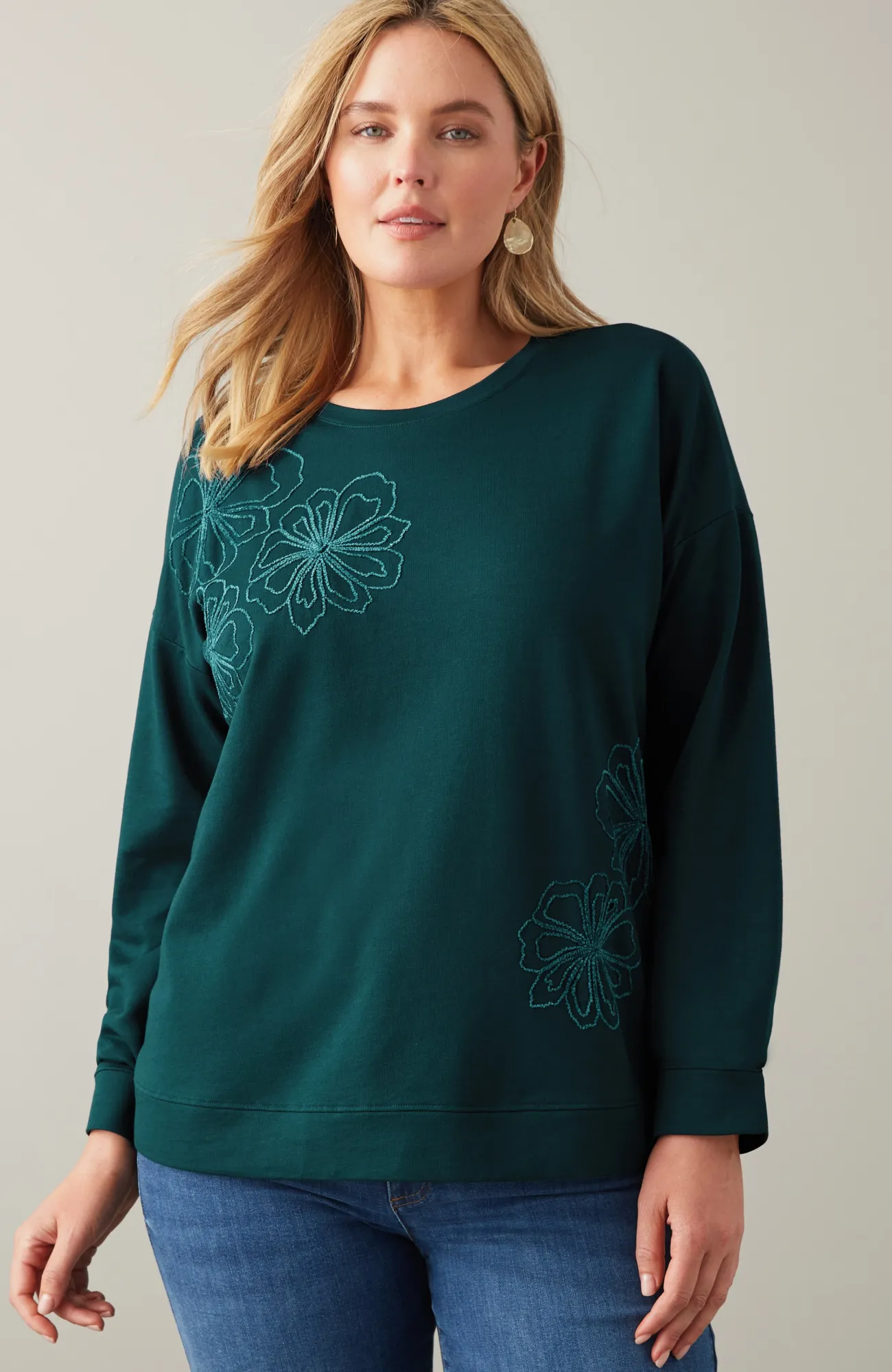 J.Jill Wildflower Embroidered Sweatshirt Best