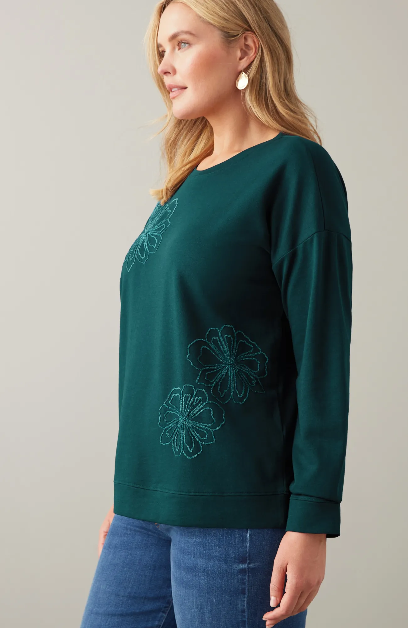 J.Jill Wildflower Embroidered Sweatshirt Best