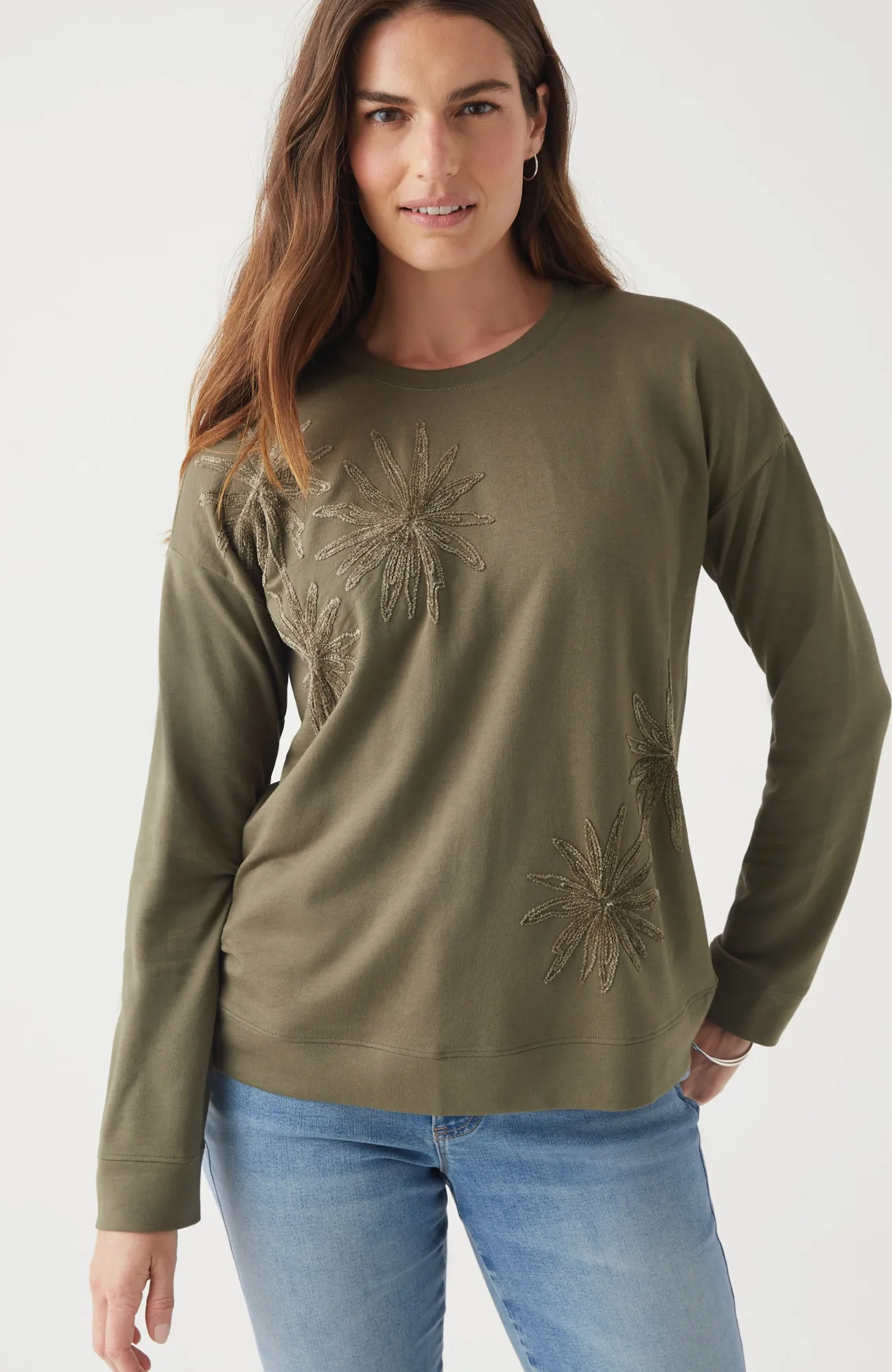J.Jill Wildflower Embroidered Sweatshirt Best