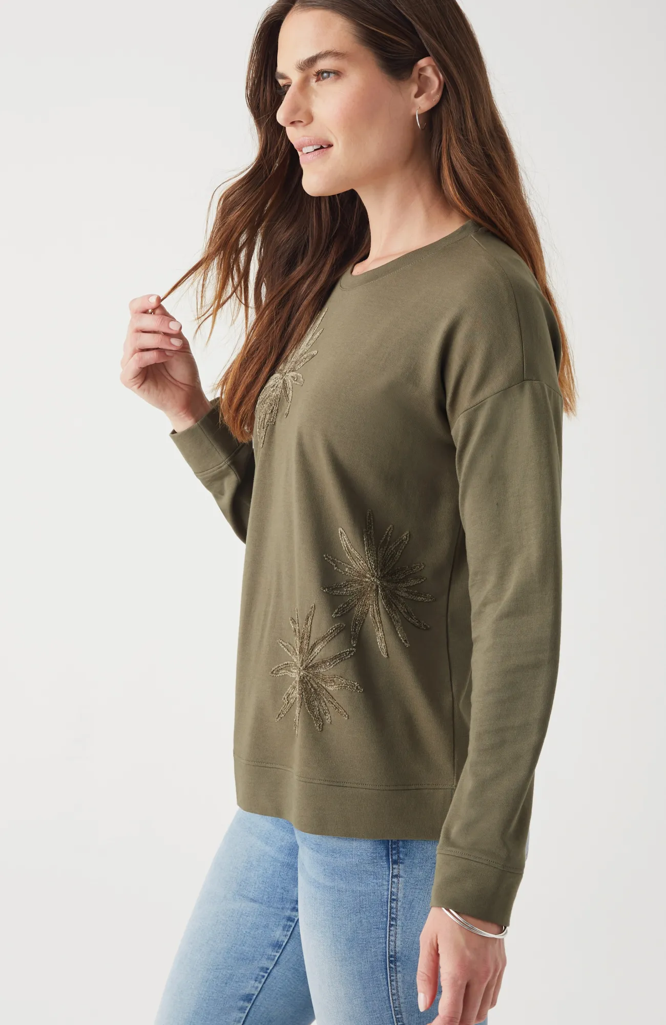 J.Jill Wildflower Embroidered Sweatshirt Best