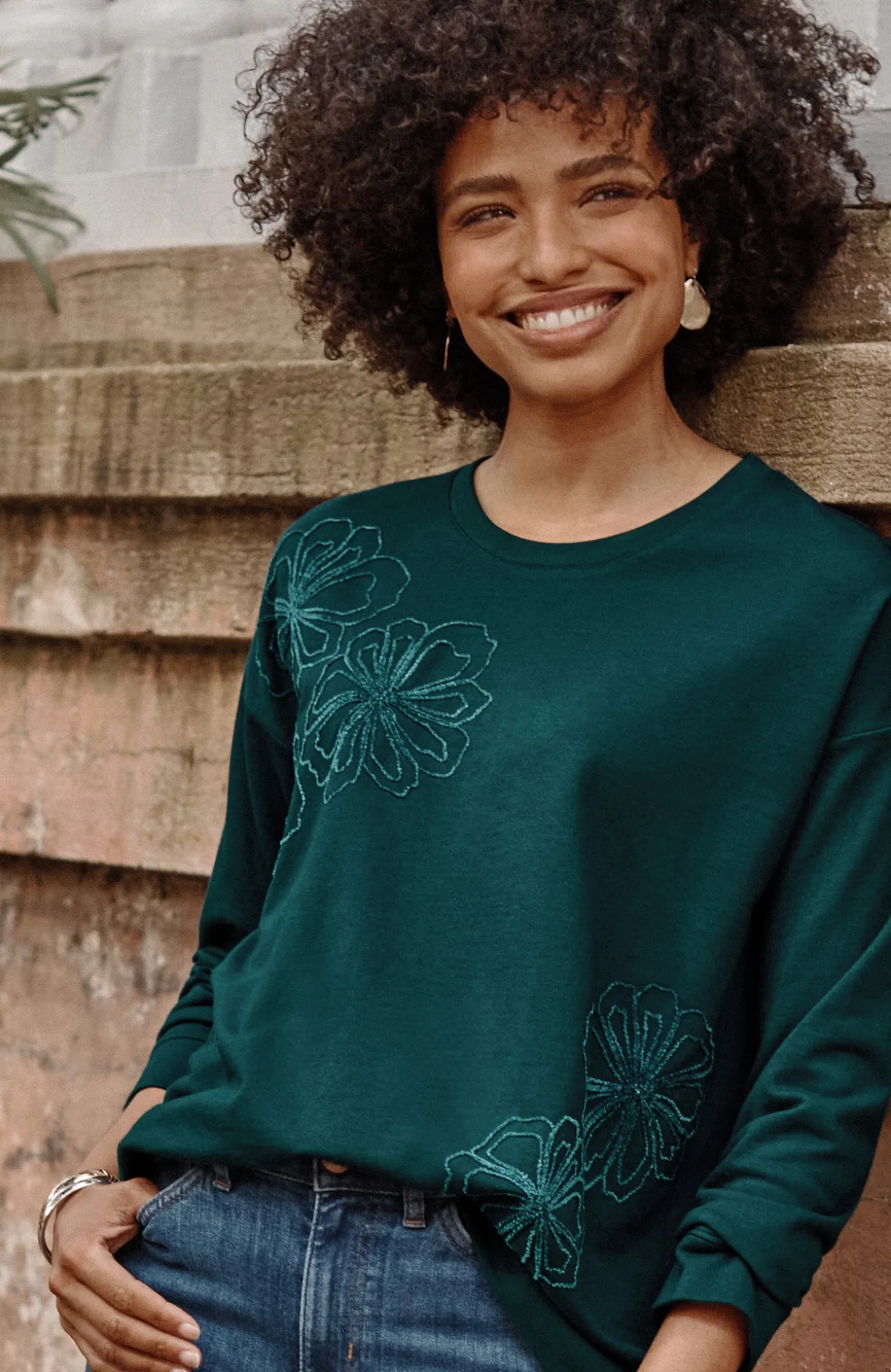 J.Jill Wildflower Embroidered Sweatshirt Best