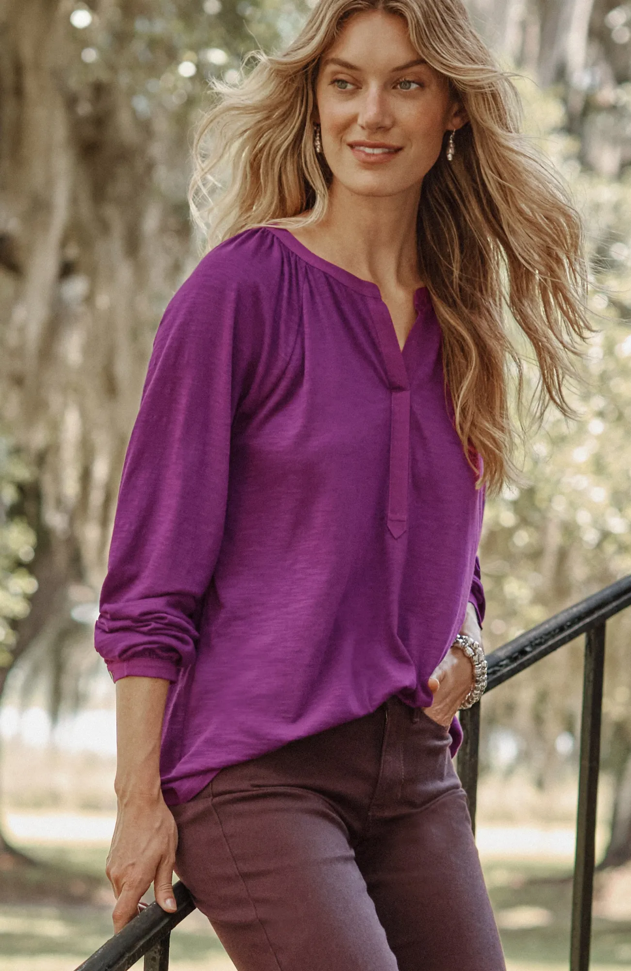 J.Jill Woven-Trimmed Knit Top Outlet