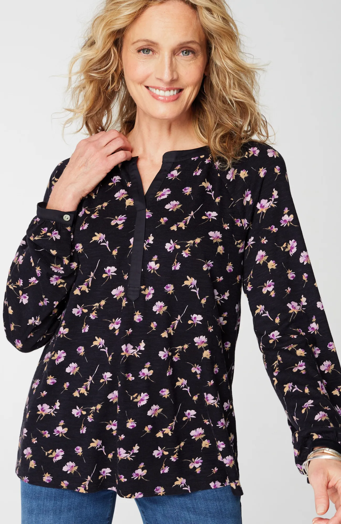 J.Jill Woven-Trimmed Knit Top Outlet