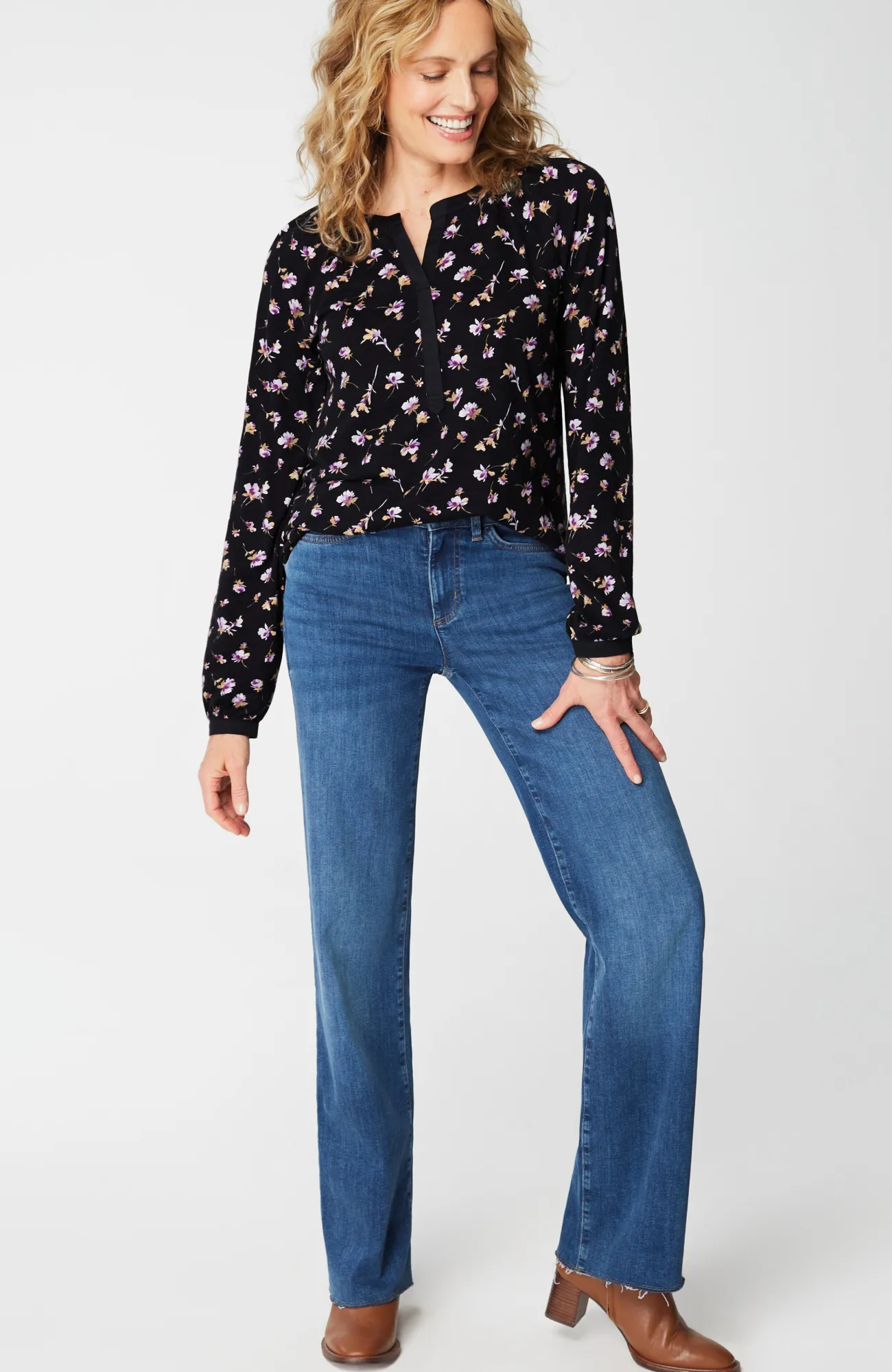 J.Jill Woven-Trimmed Knit Top Outlet